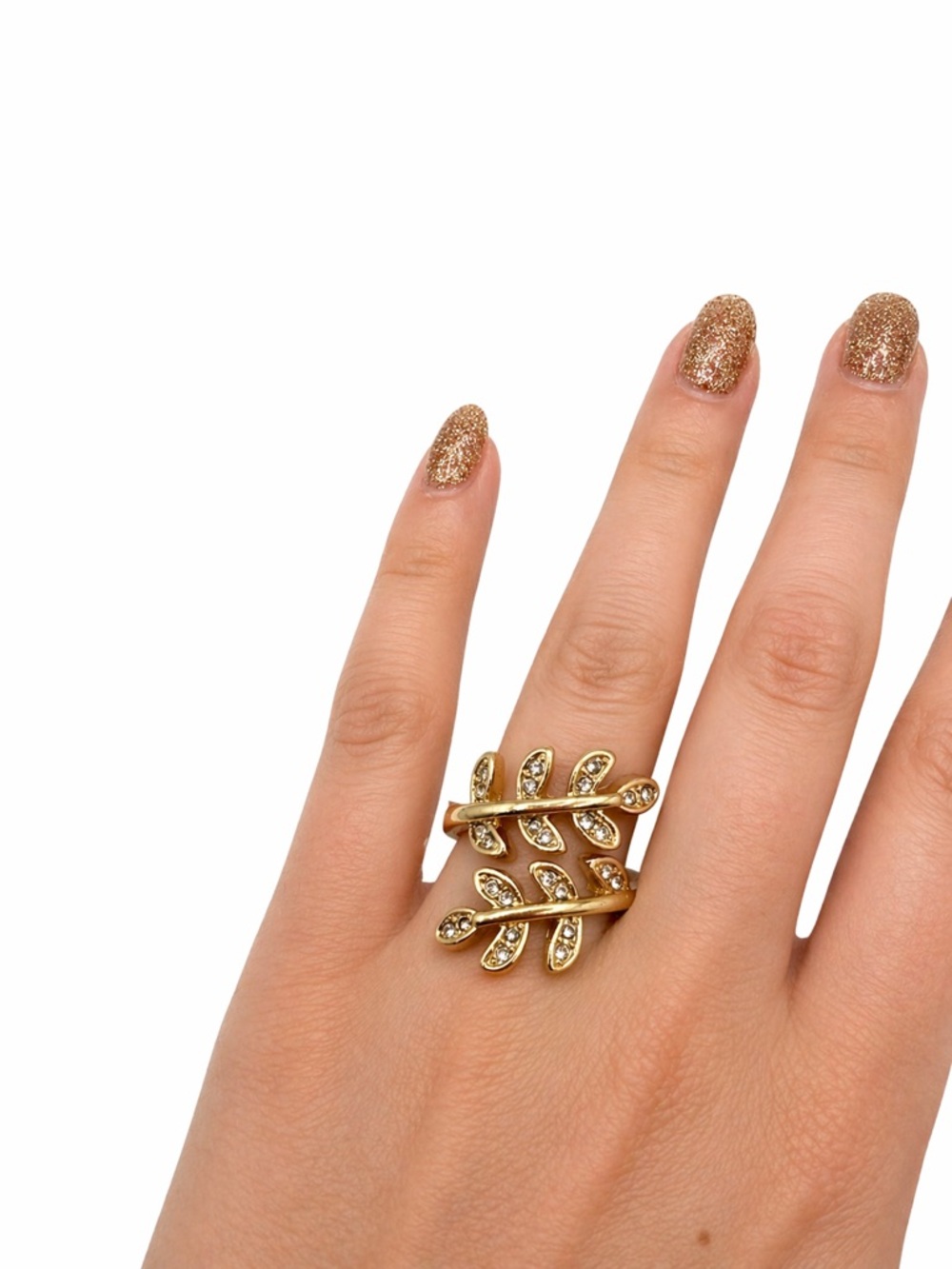 I.AM.GIA Gold Leaf Wrap Crystal Ring